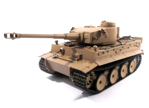 RC Tank "Tiger I" RTR Fullmetal, Mato, 2,4 Ghz, 360° Tower, Sound, Shot-Function, painted