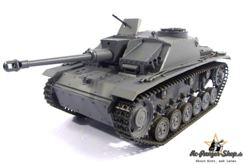 RC Panzer "StuG III" Vollmetall, Mato, IR, Rohrrückzug, 2,4 GHz, grau