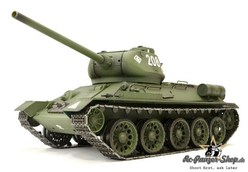 RC Panzer T-34/85 Pro 1:16 Heng Long Rauch Sound BB + IR Stahllgetriebe Metallketten 2,4 GHz V7.0