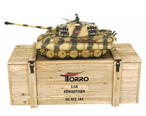 RC Tank King Tiger 1:16 Metal-Version BB Barrel-Smoke 360° tower PRO-Edition 2.4 GHz Torro
