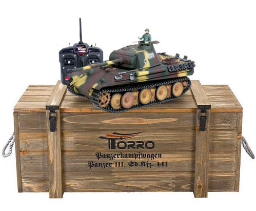 RC Tank Panther G 1:16 Metal-Version IR Barrel-Smoke 360° tower PRO-Edition 2.4 GHz Torro