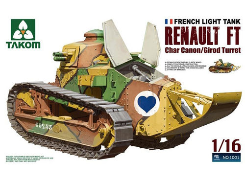 French Light Tank Renault FT-17 [Girod turret] Tank Modelling Kit, scale 1:16, Takom
